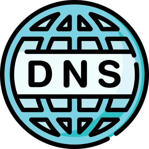 DNS configuration icon representing mail server domain setup and MX records